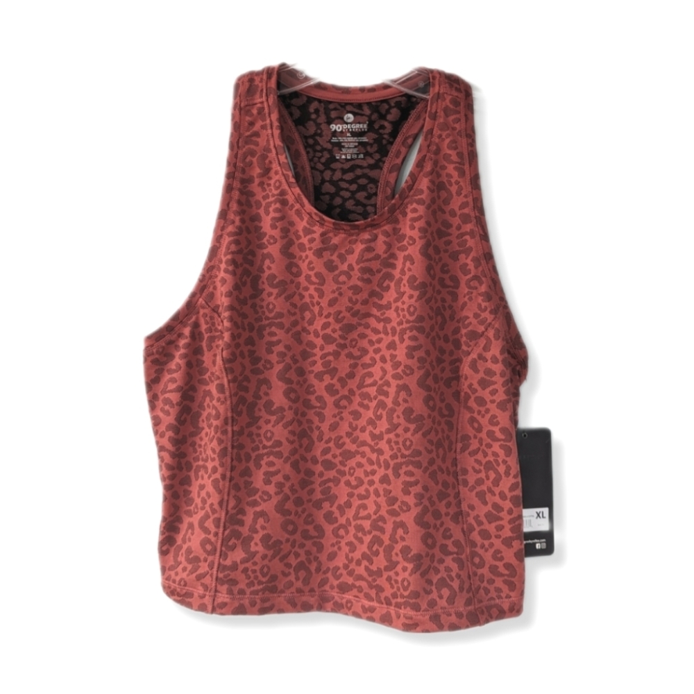90 Degree By Reflex Rust Red Leopard Print Crop Tank